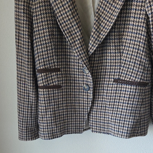 Veronica Beard Hudson Houndstooth Dickey Blazer Suede Elbows & Trim Sz 12 - Picture 6 of 16